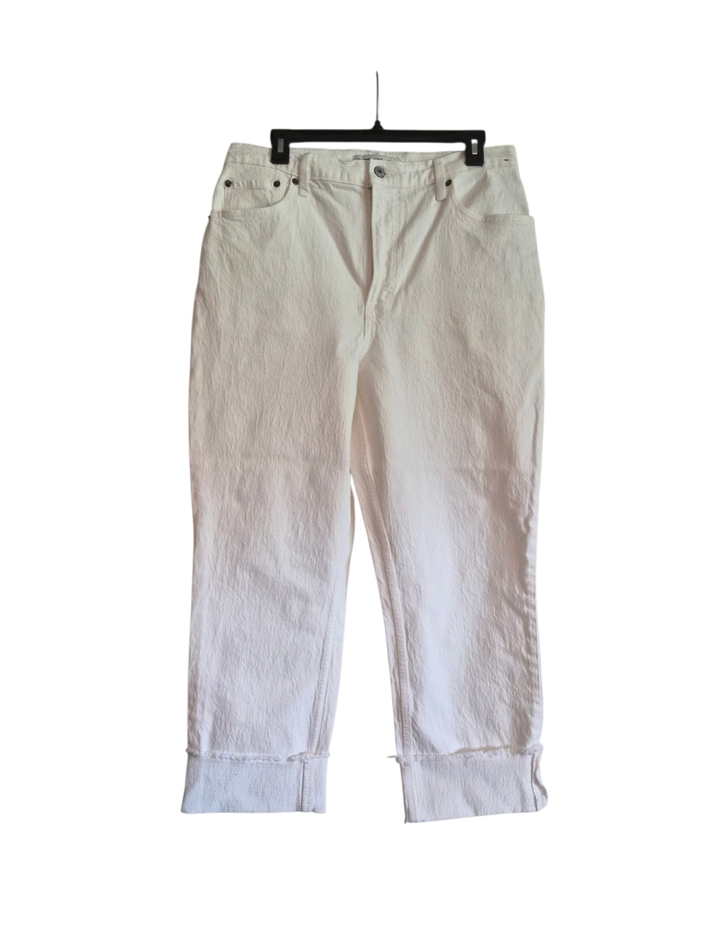 Abercrombie & Fitch High Rise White Straight-Leg Jeans 31S